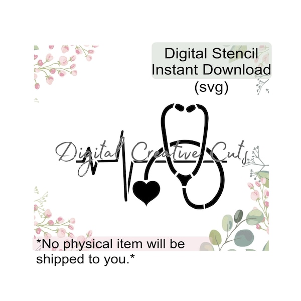 Stethoscope cookie stencil Digital download SVG format file Personal use only.