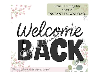 Back to school welcome back cookie stencil Digital instant download SVG cutting file Personal use only.