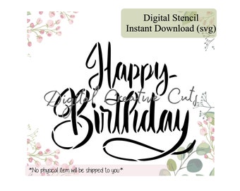 Happy birthday cookie stencil Digital download SVG cutting file Personal use only.