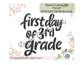 Back to school third grade cookie stencil Digital instant download SVG cutting file Personal use only.