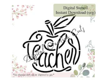 Teacher appreciation apple cookie stencil Digital instant download SVG cutting file Personal use only.