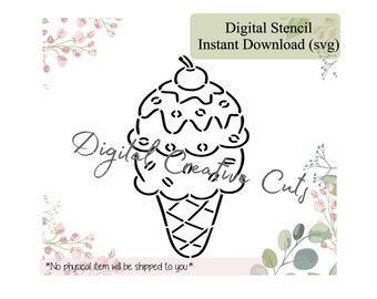 Summer ice cream PYO cookie stencil Instant download SVG cutting file Personal use only.