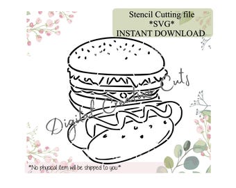 Hamburger and hotdog PYO cookie stencil Instant download SVG cutting file Personal use only.