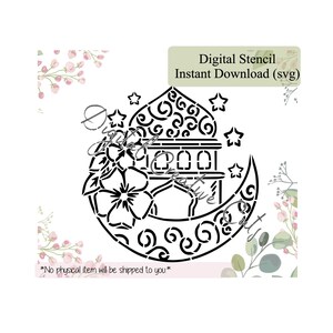 フローラル モスク PYO クッキー ステンシル デジタル ダウンロード SVG カット ファイル 個人使用のみ。