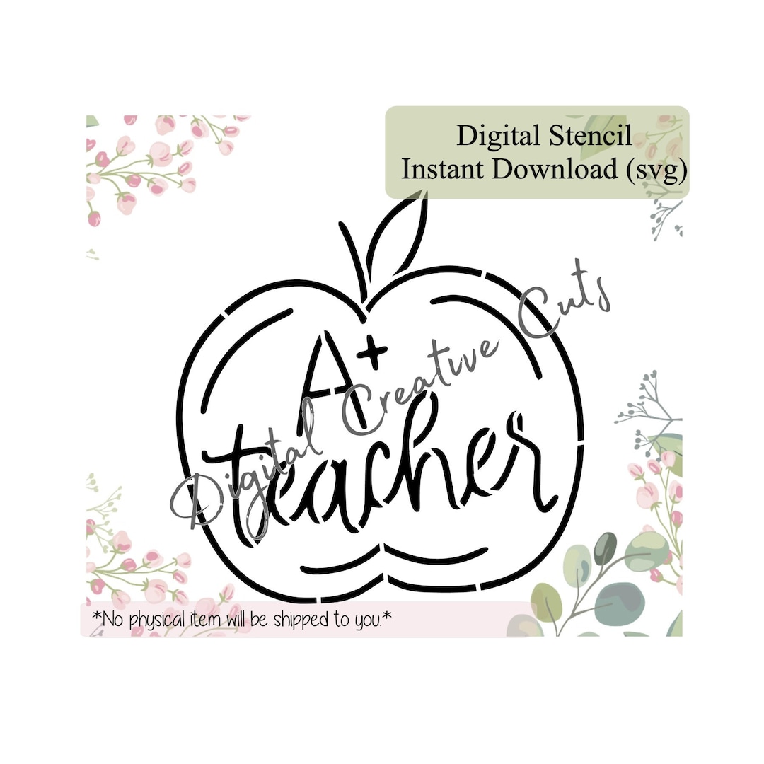 Teacher Appreciation Apple Cookie Stencil Digital Instant Download SVG ...