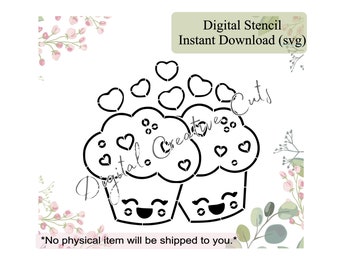 Valentine's day PYO cookie stencil Digital download SVG format file Personal use only.