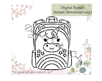 Back to school unicorn backpack PYO cookie stencil Digital Instant download SVG cutting file Personal use only.