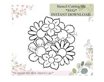 Flowers PYO paint your own cookie stencil Digital download SVG cutting file.