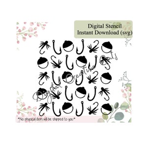 Fishing background pattern cookie stencil Digital download SVG cutting file Personal use only.