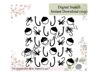 Fishing background pattern cookie stencil Digital download SVG cutting file Personal use only.