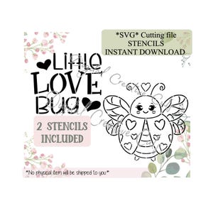 Valentine&#39;s day love bug set cookie stencils SVG cutting file Instant download Personal use only.