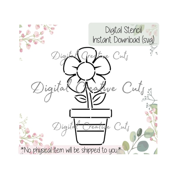 Flower PYO cookie stencil Digital download SVG format file Personal use only.