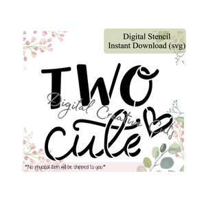 Birthday two cute cookie stencil Digital download SVG cutting file Personal use only.