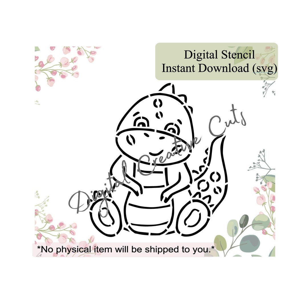 Dinosaur PYO Cookie Stencil Digital Download SVG Format File Personal ...
