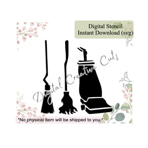 Halloween witch brooms cookie stencil Digital instant download SVG file Personal use only.