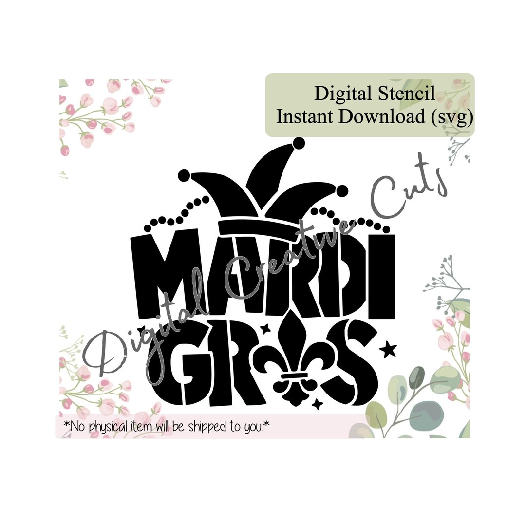 Mardi Gras Wording Cookie Stencil Digital Instant Download SVG Cutting
