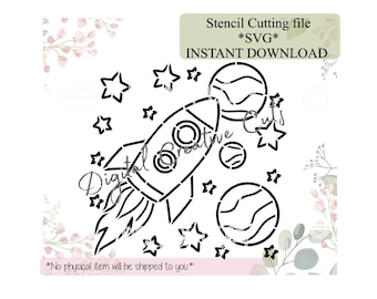 Space rocket planets PYO Cookie Stencil SVG Cutting File (Digital Download)