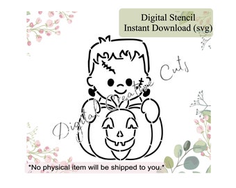 Halloween Frankenstein PYO cookie stencil Digital download SVG format file Personal use only.