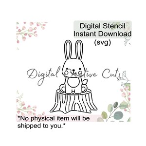 ウッドランド バニー PYO クッキー ステンシル デジタル ダウンロード SVG 形式ファイル 個人使用のみ。