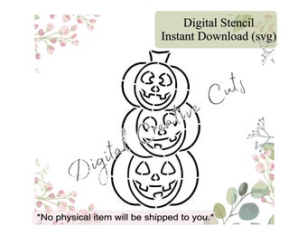 Halloween stacked pumpkins PYO cookie stencil Digital download SVG format file Personal use only.