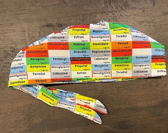 Anesthesia Labels Satin-Lined Scrub Cap - Anesthesia, CRNA, Pharmacy