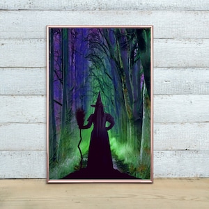Witch of the Forest Digital Print, Halloween Decor, Witch Decor, Witch Art Halloween Poster, Digital Print