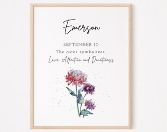 Personalized September Birth Flower Print: Custom Name Art (Digital Download)