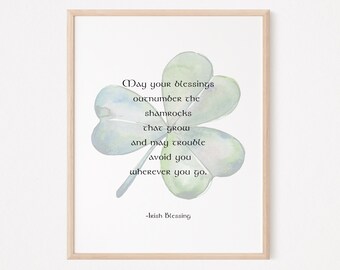 Irish Blessing Shamrock Print: St Patricks Day Wall Art (Digital Download)
