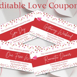 Editierbare Liebes-Gutscheine, druckbare Liebes-Coupons, personalisierte Liebes-Gutscheine druckbare PDF