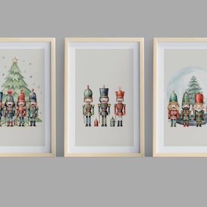 Watercolor Nutcracker Prints Set of Three,  Nutcracker Wall Art, Vintage Christmas Printable Wall Art, Digital Download