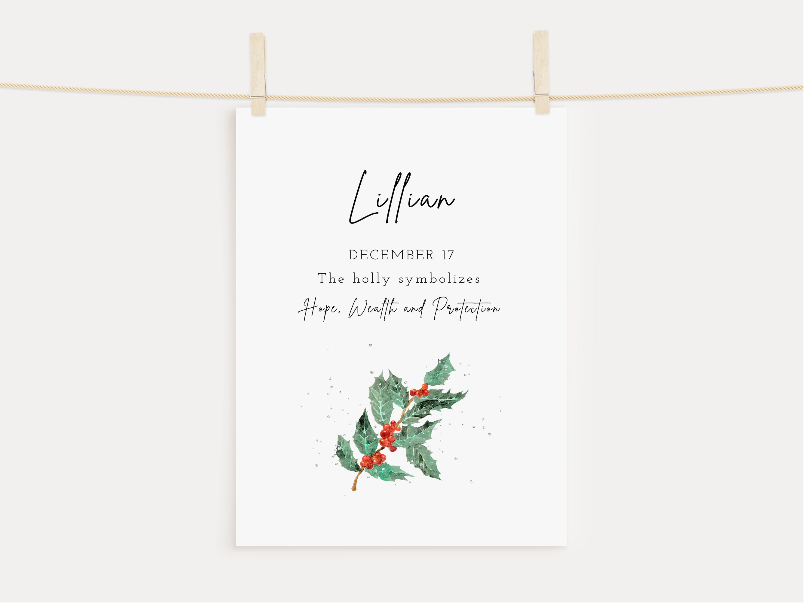 Personalized Birth Flower Print December Birth Flower Wall Etsy