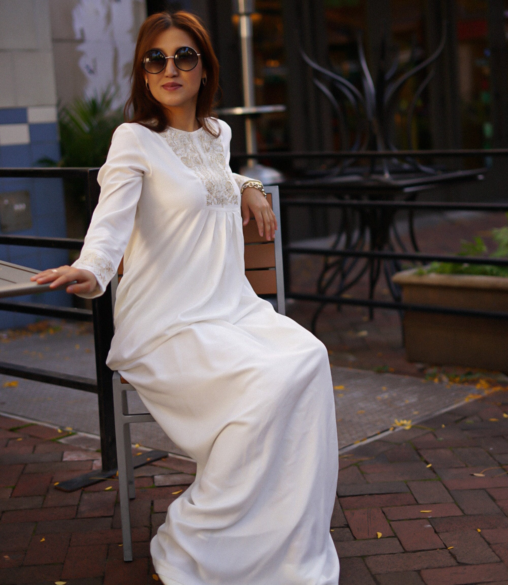long sleeve maxi shift dress