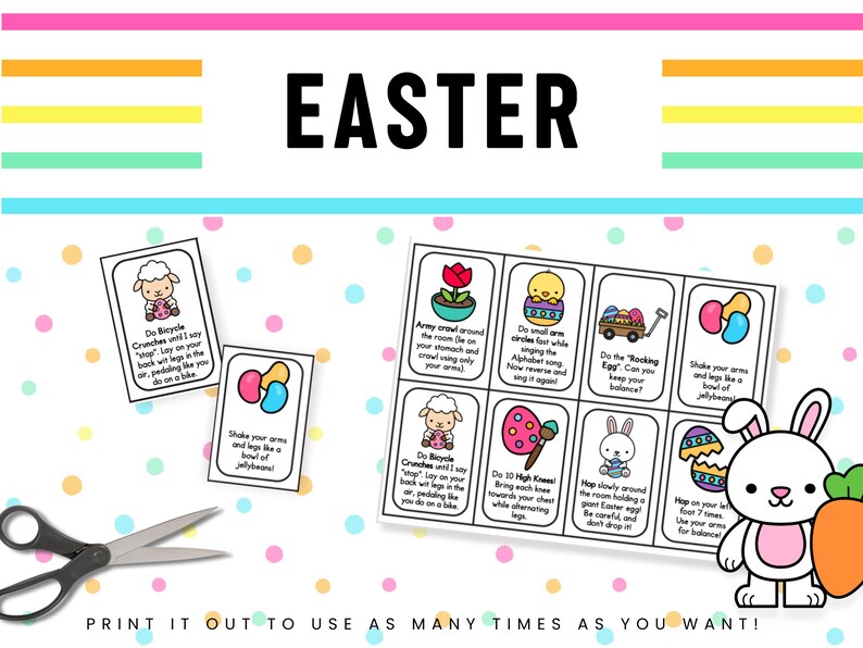 Easter Movement Cards | Brain Breaks | Kids Exercise | Simon Says | Screen Free Activities | Indoor Recess | PE Games | Homeschool image 2