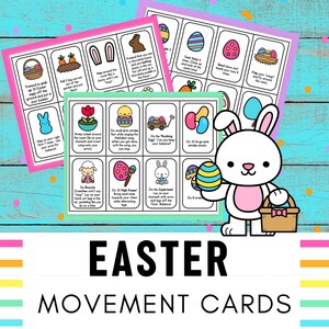 Easter Movement Cards | Brain Breaks | Kids Exercise | Simon Says | Screen Free Activities | Indoor Recess | PE Games | Homeschool image 1