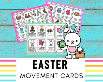 Easter Movement Cards | Brain Breaks | Kids Exercise | Simon Says | Screen Free Activities | Indoor Recess | PE Games | Homeschool