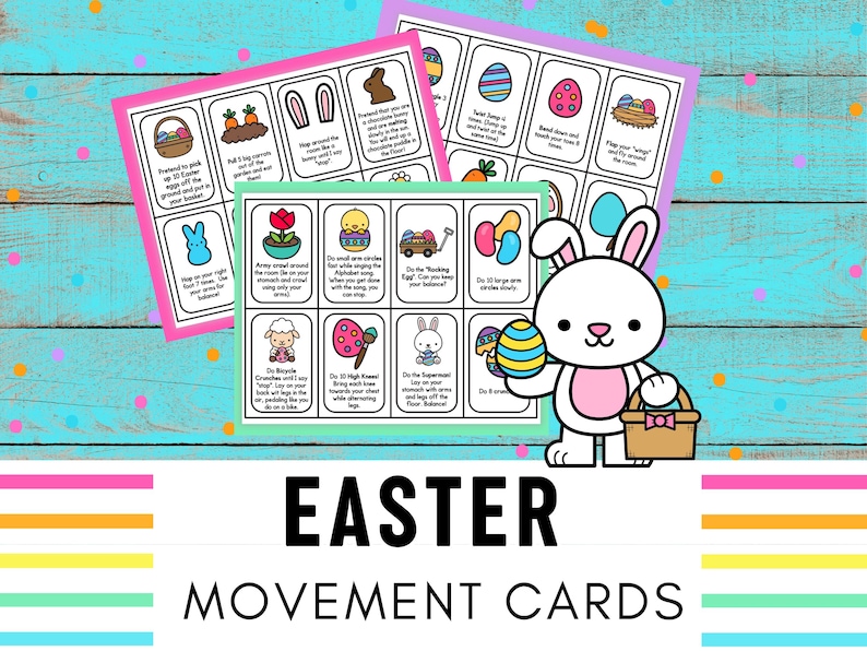 Easter Movement Cards | Brain Breaks | Kids Exercise | Simon Says | Screen Free Activities | Indoor Recess | PE Games | Homeschool image 1
