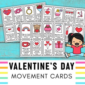 Valentine's Day Movement Cards | Brain Breaks | Kids Exercise | Simon Says | Screen Free Activities | Indoor Recess | PE Games