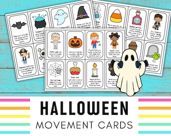 Halloween Movement Cards | Brain Breaks | Simon Says | Kids Exercises | Screen Free Activities | PE Games