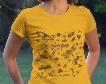 Goggas and bugs, South African T-shirt. insect T shirt, pollinators, protect the pollinators, butterfly, grass hopper, moth, spider