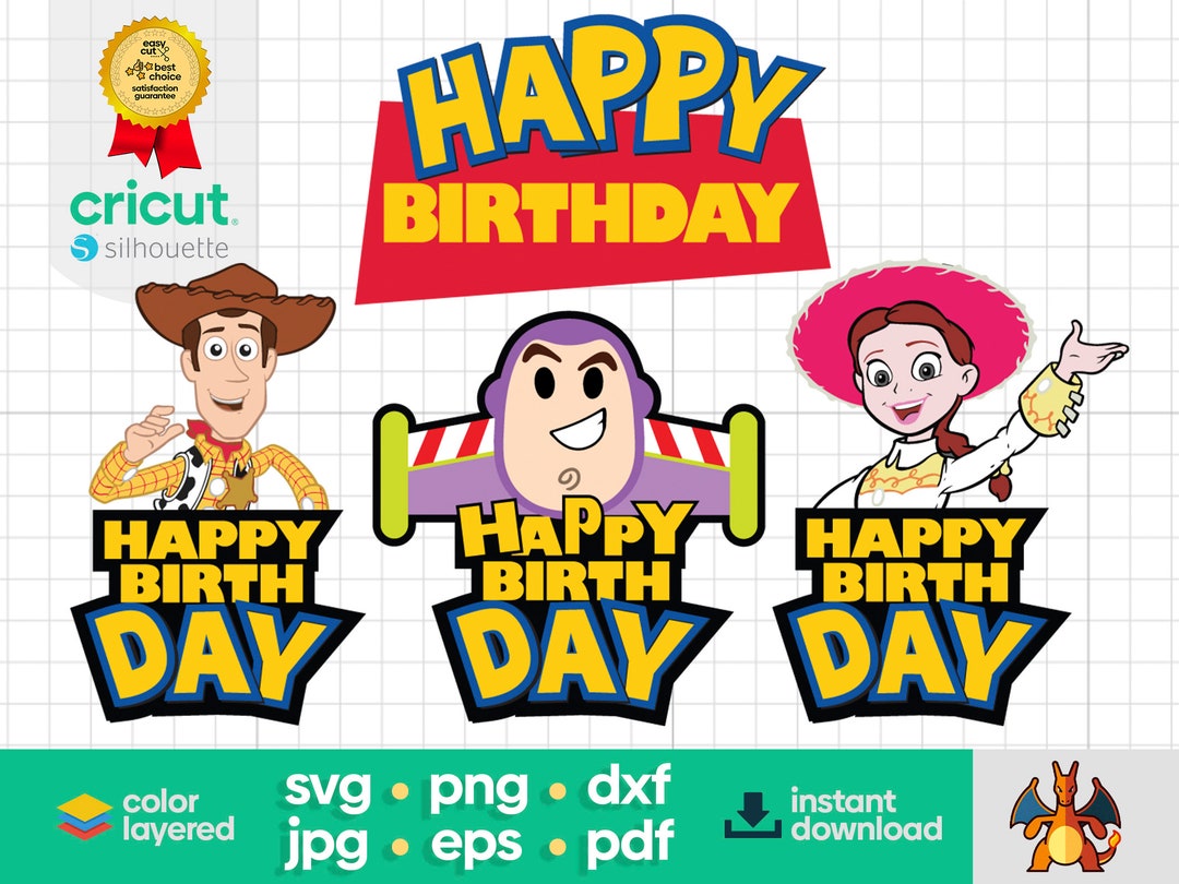 Toy Story Happy Birthday SVG Happy Birthday Woody Buzz Lady Etsy