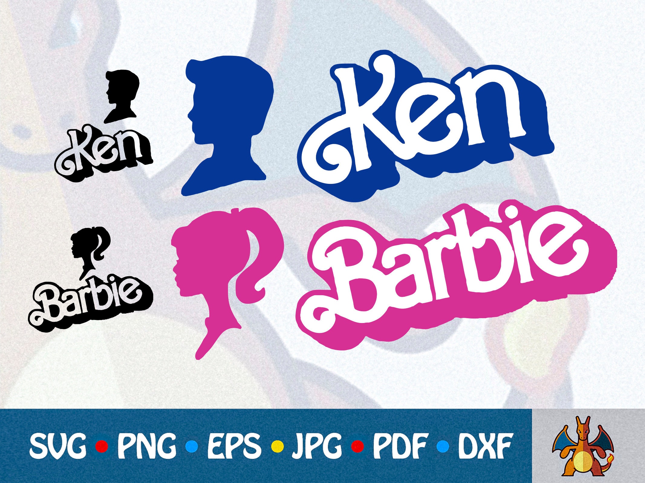 Barbi Ken Logo Line Art Drawing SVG Color Layered Ken Barbi Etsy España