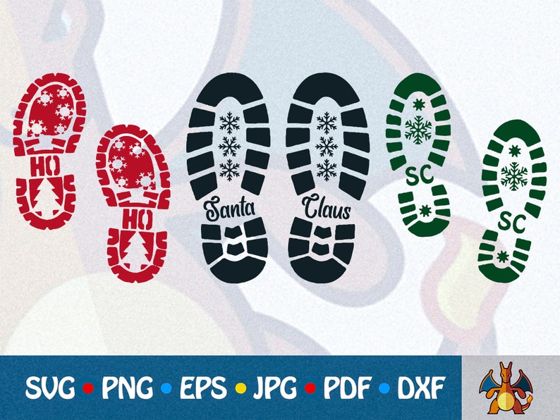 Santa Claus Footprint Stencil SVG Santa Shoe Print Christmas - Etsy