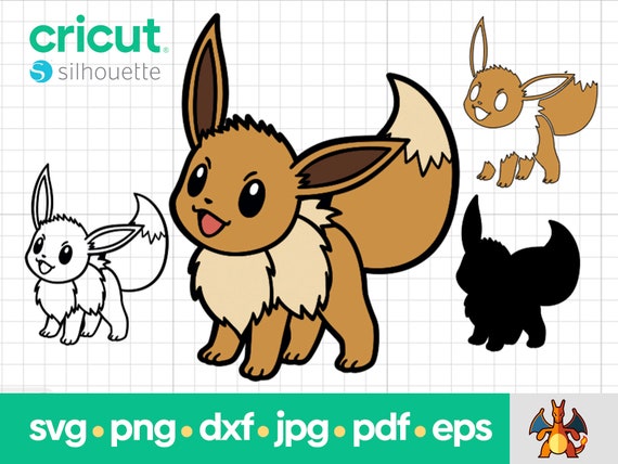 Eevee svg, Eevee png, Eevee vector pack image, Eevee Pokemon