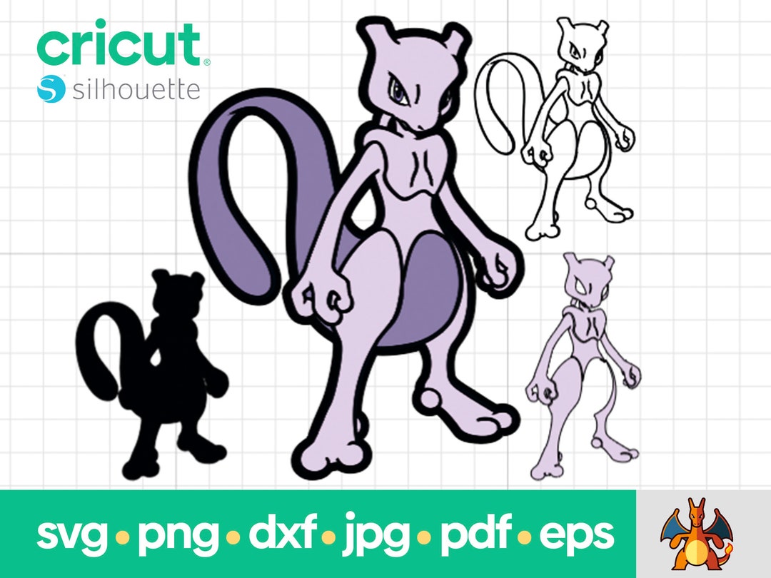 Poke Mewtwo Layered SVG Cricut Cut File Silhouette Cameo - Etsy