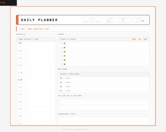 Productivity Daily Planner Printable | Time Block Schedule | Work Planner A4 PDF