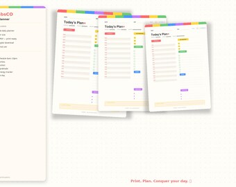 Kleurrijke dagelijkse planner afdrukbaar | Uurrooster en checklist | Studentenplanner, pdf, A4
