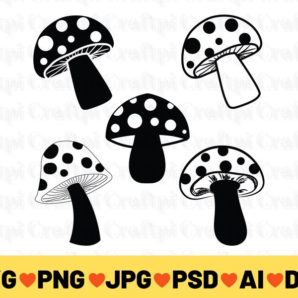 Polka Dot Mushroom Svg, Polka Dot Mushroom Vector, Mushroom Clipart, Png