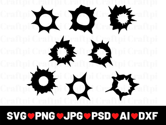 Bullet Holes Svg Bullet Hole Bundle Svg Bullet Marks Svg - Etsy