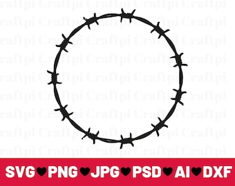 Barbed Wire Circle Frame Svg, Scribble Barb Wire Wreath Svg, Fence Svg ...