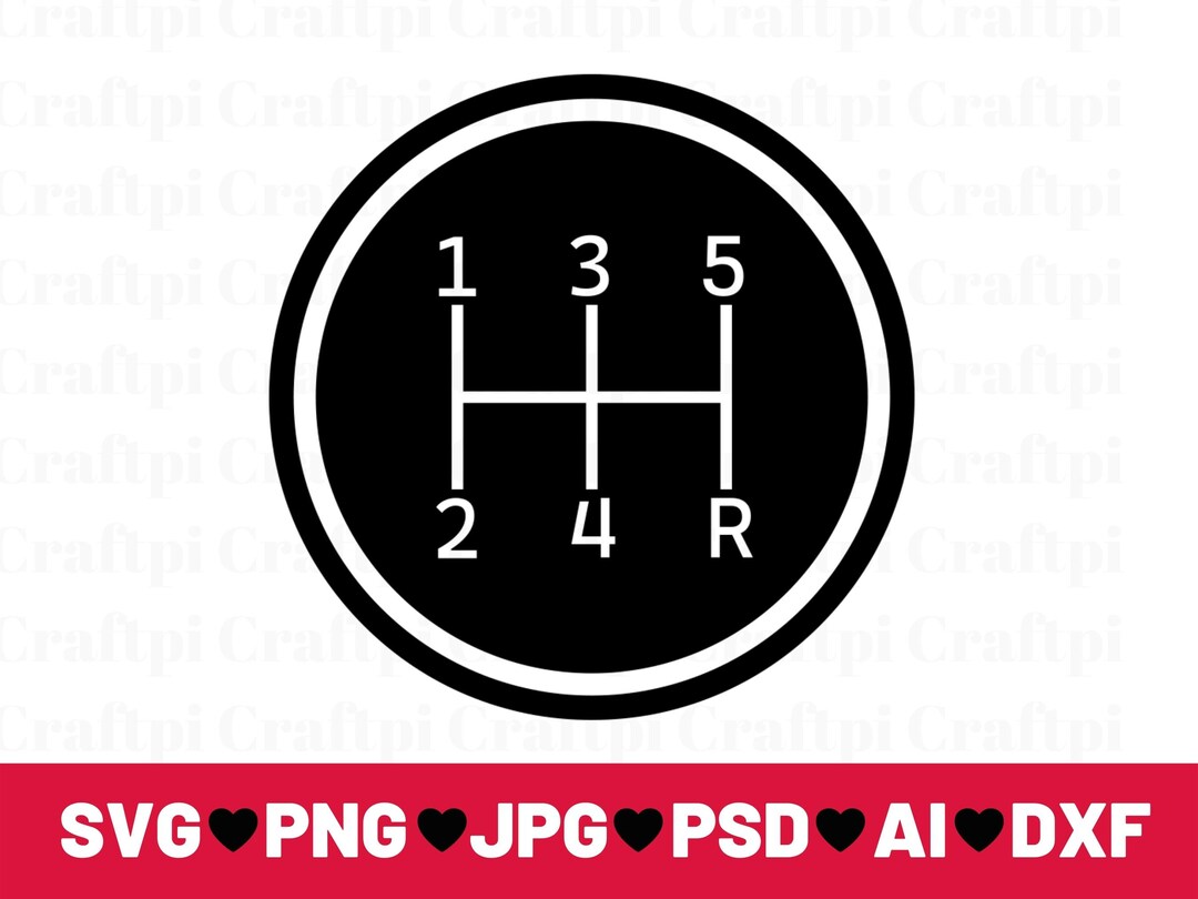 Gear Shift or Shifter Label With 1, 2, 3, 4, 5, R, Gear Shifter Svg